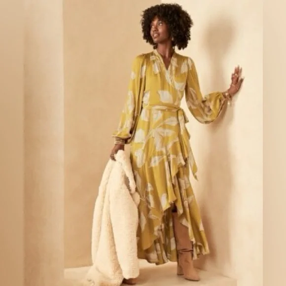 Banana Republic Leaf Print Wrap Dress - Picture 2 of 8